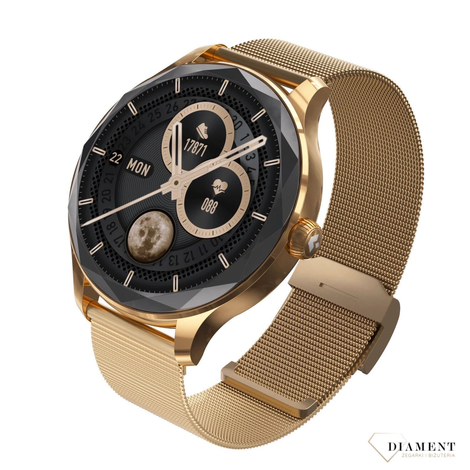 Smartwatch damski Garett Viva złoty stalowy gratis pasek Damski Smartwatch Garett. Smartwatch Garett damski na bransolecie. Smartwatch damski w srebrnym kolorze. Damski Smartwatch Garett na 777.jpg